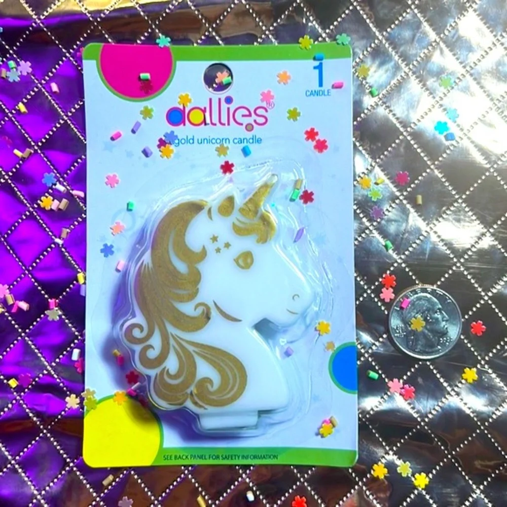 Unicorn Birthday Candle Bundle! Golden Unicorn Cake Candle Set (6 items) New!!